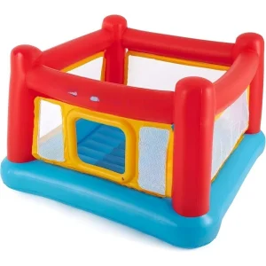 Inflatable Jump-O-Lene Trampoline Bounce House with Crawl-Thru Door & Net - Indoor & Outdoor Backyard Blow-Up Bouncy Playh